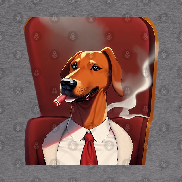 Business Dog On Office Chair Smoking by BAYFAIRE